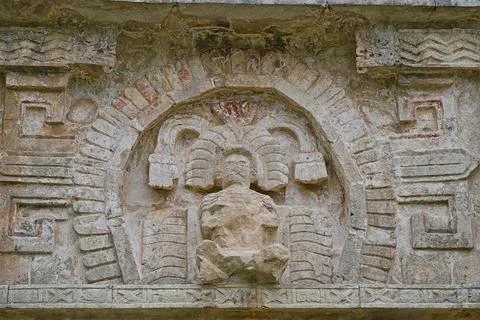 Stone pattern on facade at Chitzen Itza Stock-Fotos