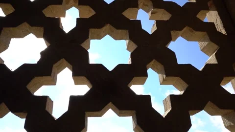 Stone Pattern Window view of an ancient Historical East building Vídeos de archivo 252267020