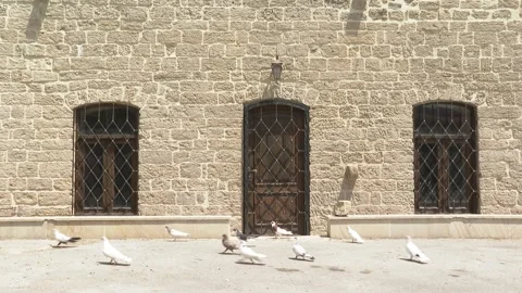 Stone Pattern Window view of an ancient Historical East building Stock Footage 253497275