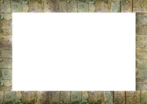 Stone Patterned Border White Frame Background Rustic patterned stone decor... Foto stock