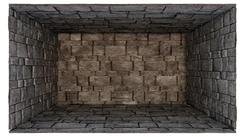 Stone Pavement Block Pattern 3D Rendered Box Cave with Clipping Path イラスト素材
