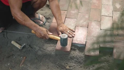 Stone Pavement Construction Stone Pavement Construction Stock Footage 160036358