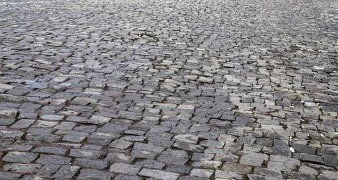 Stone pavement in perspective. Old Stone Road 写真素材