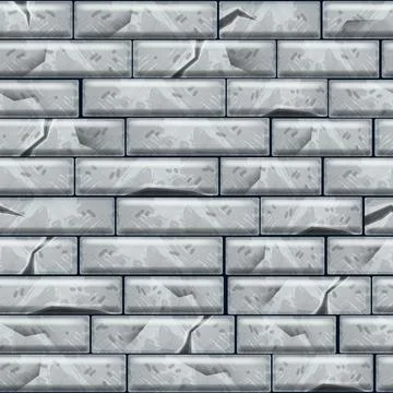 Stone pavement seamless pattern, gray brick wall vector texture イラスト素材