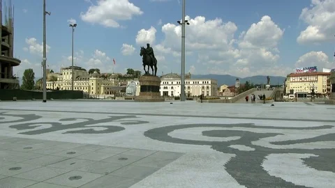 Stone pavement Square Macedonia Stock Footage 70710165