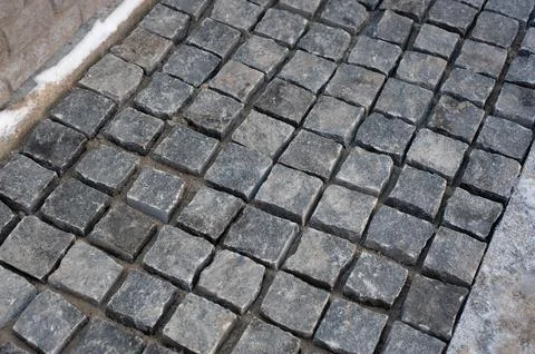 Stone pavement texture in perspective road surface Foto stock