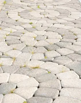 Stone paving circle texture. Abstract structured background of modern street Foto stock