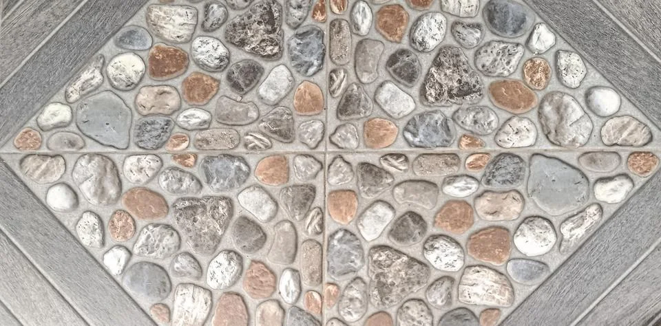 Stone Pebble Tile Floor Texture - Natural Ceramic Pattern Stock Photos
