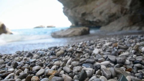 Stone pebbles on the background of the sea Stock Footage 111428596