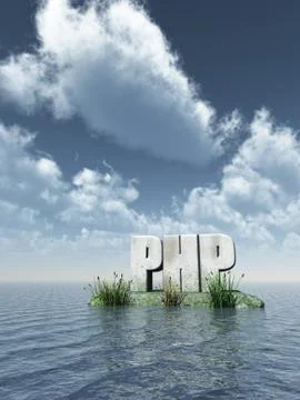 Stone php tag at water - 3d illustration Illustration