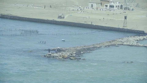 Stone pier in  Suez  passage Stock Footage 102273135