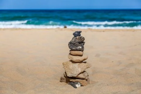 Stone pile on the beach Stock Photos