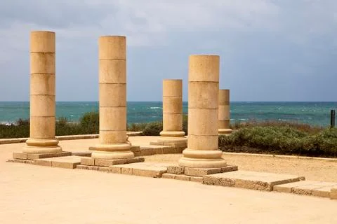 Stone pillars at caesaria Foto stock