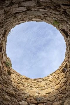 Stone pit. View of the sky from inside a stone pit Stock Photos