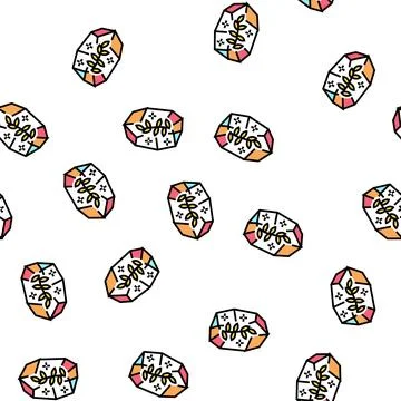 Stone with plant boho vector seamless pattern Illustrazione stock