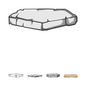 Stone platform game element isolated on white background Stock Illustration