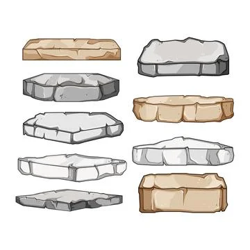 Stone platform set cartoon vector illustration Stock Illustration