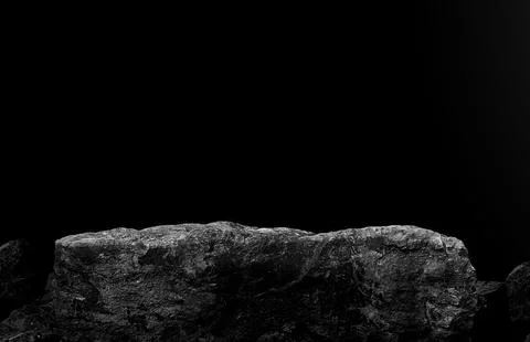 Stone podium on dark background.. Foto stock