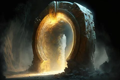Stone portal to another dimension. Stock Illustration