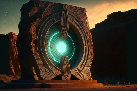Stone portal to another dimension. Stock Illustration