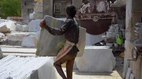 Stone Processing Activity in Piplantri Village, Rajasthan Stock Footage 313171712