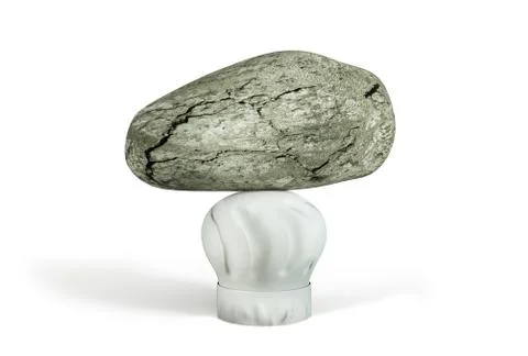 Stone put on chef hat on white background. Stock Illustration