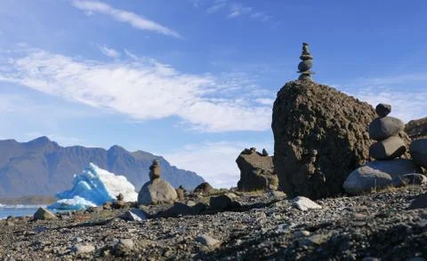 Stone pyramid in Iceland Stockfoto's
