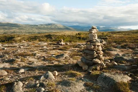 Stone pyramid in mountains Stock Photos