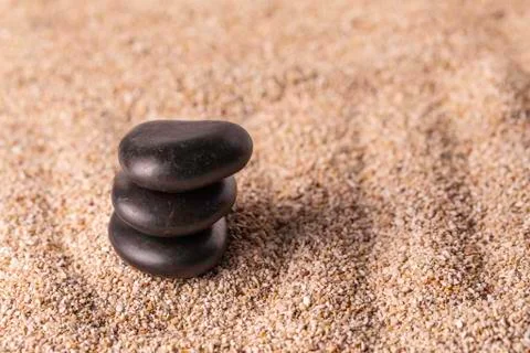 Stone pyramid on pebble close up 스톡 사진