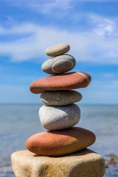 Stone pyramid of pebble Stock Photos