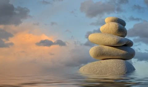 Stone pyramid before sunset Stock Photos