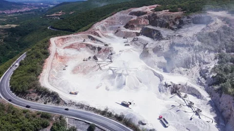 A stone quarry and processing plant with crushing machinery Stock Footage 345264779