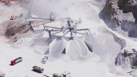 A stone quarry and processing plant with crushing machinery Stock Footage 345264826