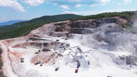 A stone quarry and processing plant with crushing machinery Stock Footage 345264892