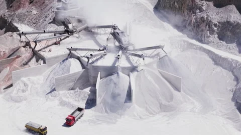 A stone quarry and processing plant with crushing machinery Stock Footage 345264911
