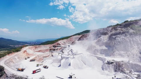 A stone quarry and processing plant with crushing machinery Stock Footage 345264989