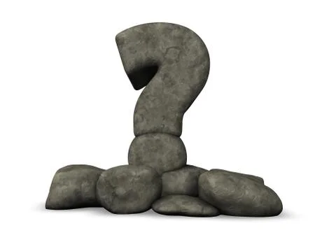 Stone question mark on white background - 3d illustration Stock Illustration