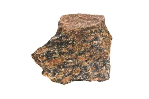 Stone red isolated white background natural rock granite solid b 写真素材