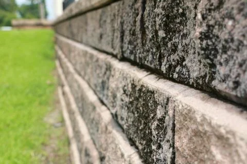 Stone retaining wall perspective 스톡 사진