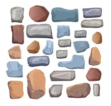 Stone road elements collection vector set Stock Illustration