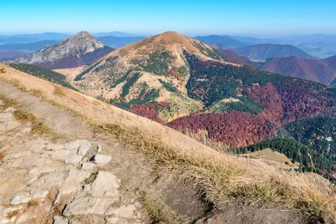 The stone road at the top of the mountain range Stock Photos