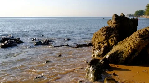 Stone rocks cliffs in water. Stock Footage 83720420