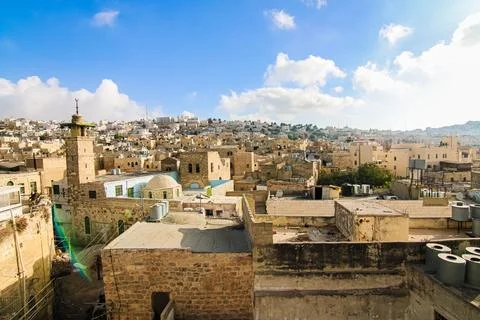 Stone rooftops across the old city of Hebron Foto stock