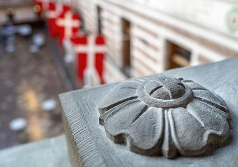 Stone rosette at the base of a column in the Grand Hall Stock Photos