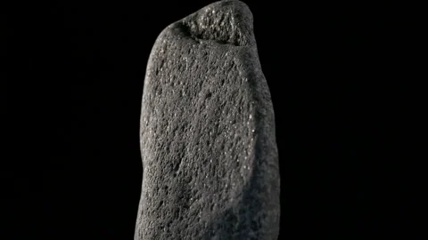 Stone Rotates On Black Background Close-up Stock Footage 93016064