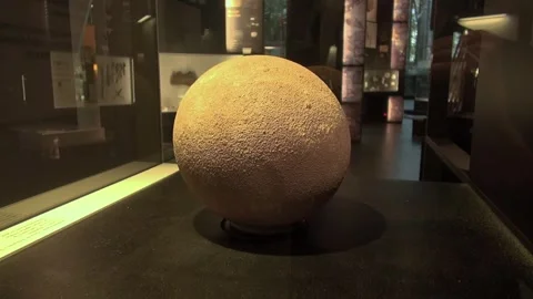 Stone round rock light planet texture stippled CosmoCaixa Barcelona Stock Footage 327217327