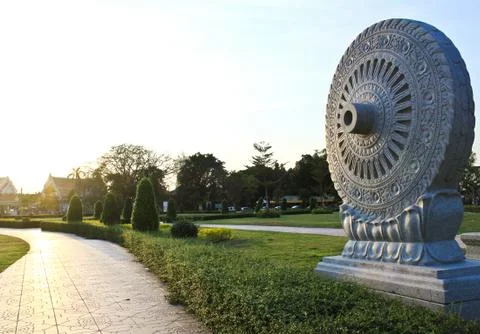 Stone rowel in the temple Stock Photos
