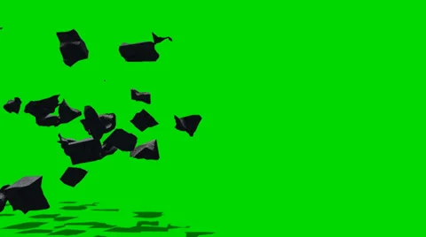 Stone rubble debris explode - isolated green screen footage Clip 4 Stock-Footage 33643625