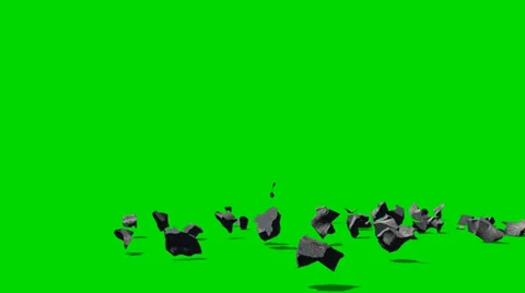 Stone rubble debris explode - isolated green screen footage Clip 6 Stock Footage 33643661