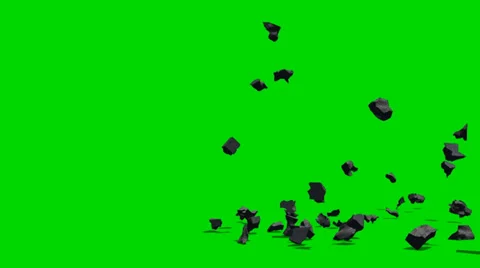 Stone rubble debris explode - isolated green screen footage Clip 7 库存影片 33643684